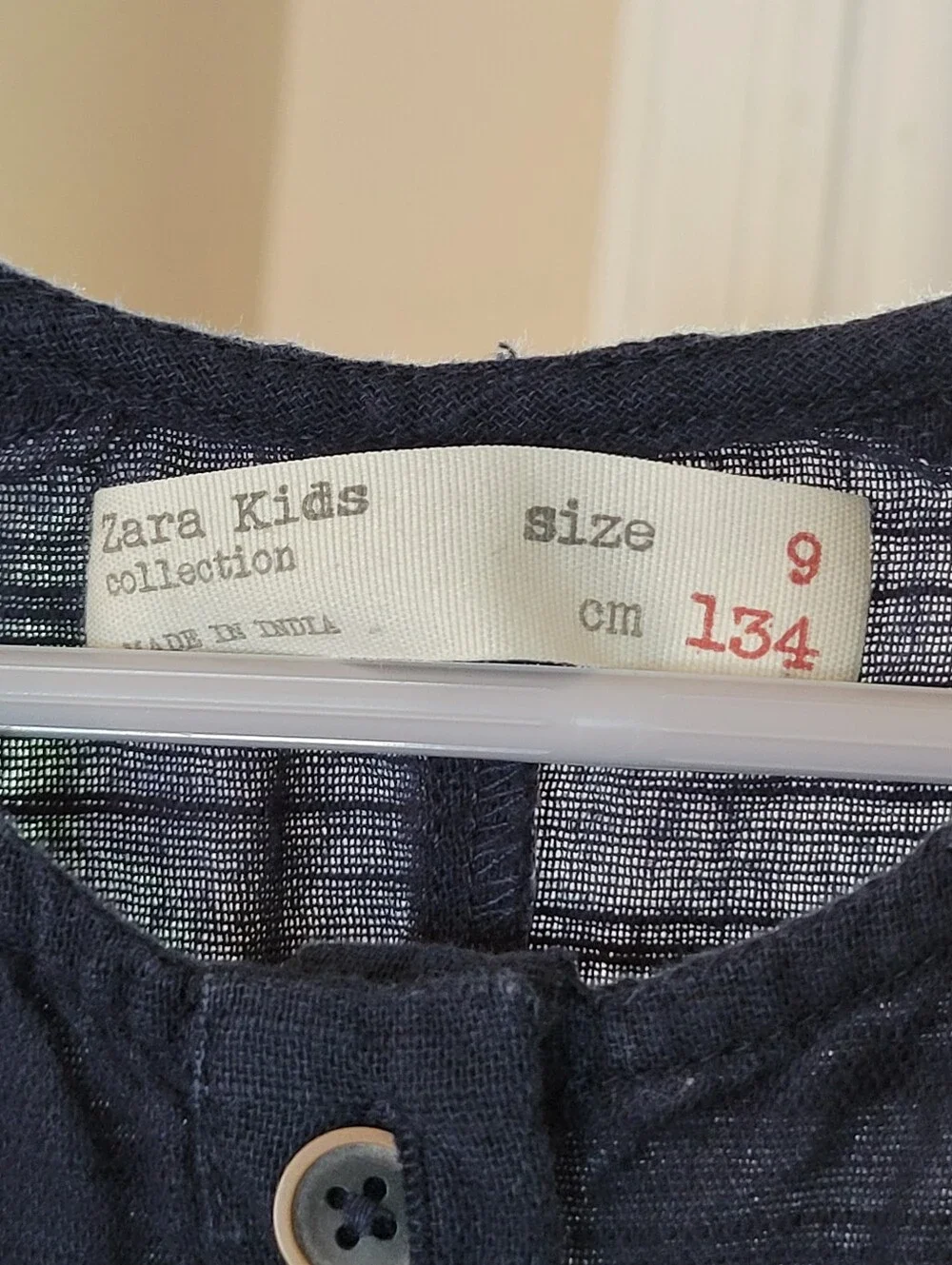 Zara Kids Bohemian‎ Embroidered Floral Navy Blue Cotton Dress, Size 9 Kids